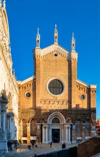The Scuola Grande Saint-Mark and the San Giovanni e Paolo Basilica in Venice, in the Castello District on the 27th of December 2019