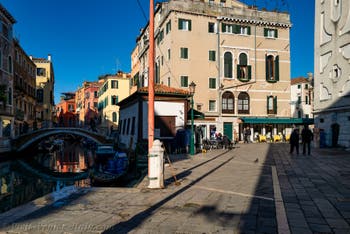 Mondo Novo Canal and Bridge near Santa Maria Formosa's Square in Venice in Italy