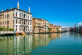 The Venice Grand Canal while the Coronavirus Covid-19 Lockdown in Venice in spring 2020