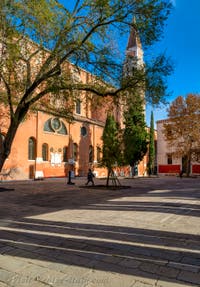 The Confraternita Square and the San Francesco de la Vigna Bell Tower and Church, in the Castello District in Venice.