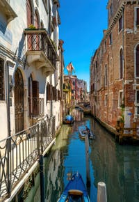 The San Giovanni Laterano Canal and the Ospealeto Bridge in the Castello District in Venice.