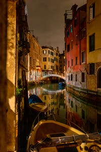 Venice by Night, the Santi Apostoli Bridge and Canal in the Cannaregio District.