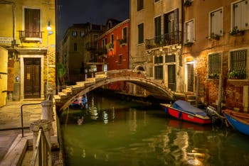 Venetian Night: the Chiodo Bridge in the Cannaregio District in Venice.