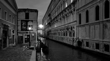 The Doge's Palace and the Bridge of Sighs in Venice by Night.