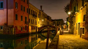 The Santa Caterina Bridge, Canal and Bank, in the Cannaregio District.