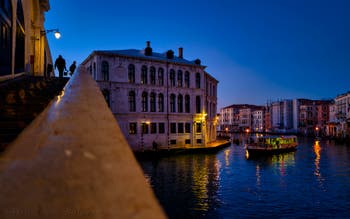 The Venice Grand Canal, the Rialto Bridge and the Carmerlenghi Palace.
