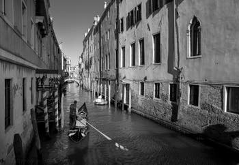 Gondola on the Pietà Canal in the Castello in Venice