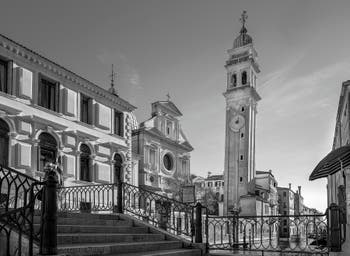 Greci Church and Bell Tower in the Castello district in Venice