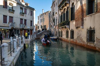 Sant'Antonio Bridge and Maddalena Canal in the Cannaregio district in Venice