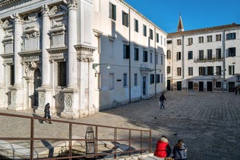 Santa Giustina Church and Square in the Castello district in Venice