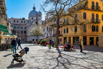 Santa Maria Nova Square and the Miracoli Church in the Castello District in Venice.