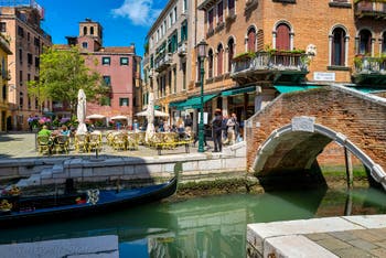 Santa Maria Nova Square and Bridge in the Cannaregio District in Venice.