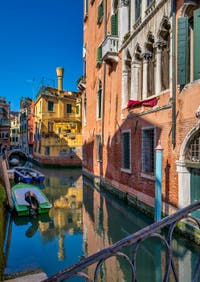 The Priuli Palace and the San Provolo Canal in the Castello District in Venice.
