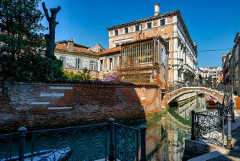San Severo Canal and Bridge in the Castello District in Venice.