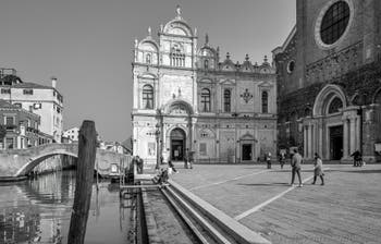 The Scuola Grande San Marco and the Santi Giovanni e Paolo Square in the Castello District in Venice.
