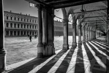 Play of Light under the Procuratie in St. Mark's Square in Venice.