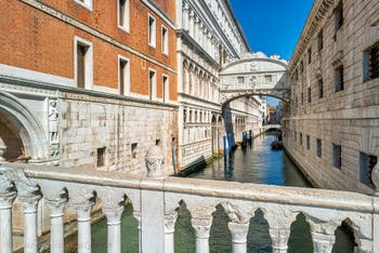 The Doge's Palace and the Bridge of Sighs in Saint Mark in Venice.