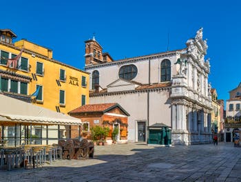 Santa Maria Zobenigo Church and Square, also named Santa Maria del Giglio, in Saint Mark in Venice.