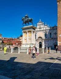 San Giovanni e Paolo Square and statue of Bartolomeo Colleoni in the Castello District in Venice.