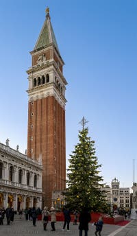 Venice Saint-Mark Square and its Christmas Tree.