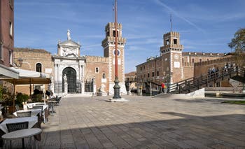 The Venice Arsenal entry towers in Castello district. 