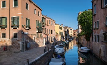 The Trapolin Canal and Bank in Cannaregio District in Venice