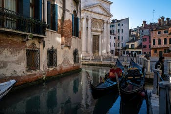 Gondolas on Maddalena Canal in the Cannaregio district in Venice