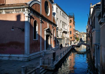 San Felice Church, Canal and Bank in the Cannaregio district in Venice