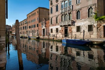 The Sensa Canal along the Abazia Bank in the Cannaregio District in Venice.