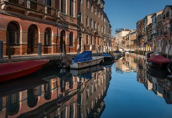 The Eremite Canal and bank in the Dorsoduro district in Venice.