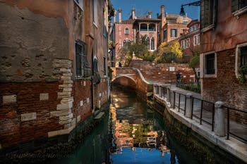 The Dario Palace and the Toresele Canal in the Dorsoduro District in Venice.