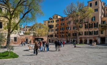 Spring on Ghetto Nuovo Square, in the Cannaregio district in Venice.
