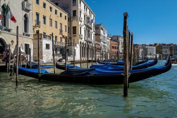 Gondolas on Venice Grand Canal.