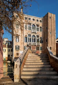 Grimani Palace and San Boldo Bridge in San Polo district in Venice.