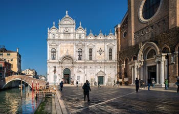 San Giovanni e Paolo Square and the Scuola Grande San Marco in the Castello district in Venice.