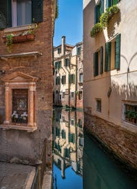 San Provolo Canal and Osmarin Bank in the Castello district in Venice.