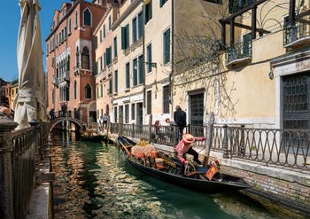 Sandolo on the San Provolo Canal along the Fondamentina de l'Osmarin Bank in the Castello district in Venice.