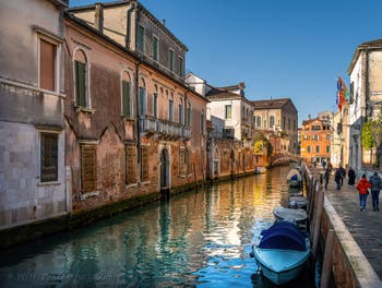 The Santa Caterina Canal and Bank in the Cannaregio District in Venice.