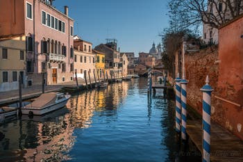 The Ognissanti Canal and bank in the Dorsoduro district in Venice.