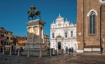 San Giovanni e Paolo Square and the equestrian statue of Bartolomeo Colleoni in the Castello district in Venice.