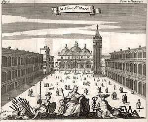 The Bell tower Campanile of Saint-Mark - Ancient Engraving