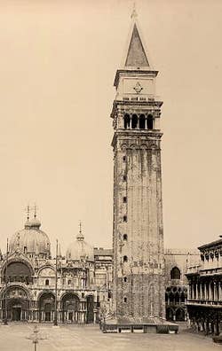 The Campanile Bell tower of Saint-Mark in 1870