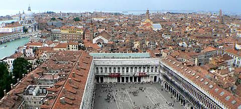 View from the Bell tower of Saint-Mark in Venice Italy