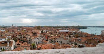 View of Castello District and Sant'Elena from San Giorgio dei Greci Bell Tower in Venice