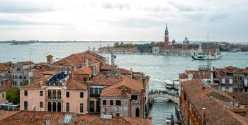 View of San Giorgio Maggiore Island from San Giorgio dei Greci Bell Tower in Venice