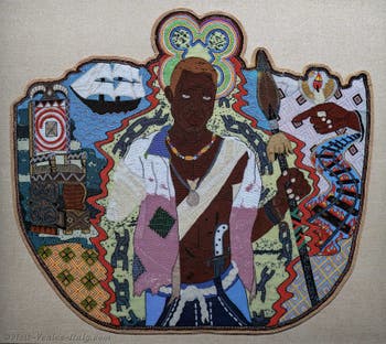 Big Chief Demond Melancon, Severed arm, at the Corderia dell’Arsenale in Venice, 2026 Biennale