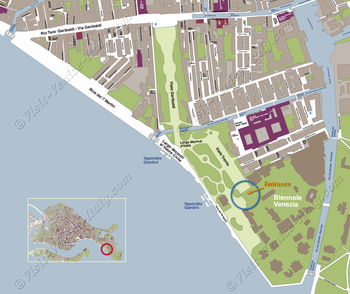 Location Map of the Arsenal Pavilions of the Art Biennale in Venice Italy