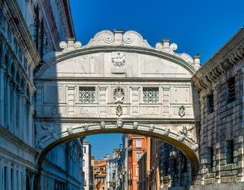 The Bridge of Sighs in Venice, over the Palazzo o de la Canonica Canal.