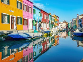 Burano Island Canal and coloured houses