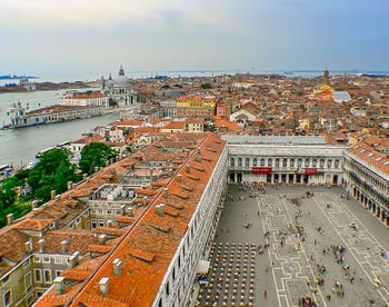 The view from Saint-Mark Bell Tower and Square in Venice Italy
